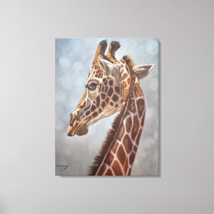 Toile Peinture élégante de girafe portrait grand format