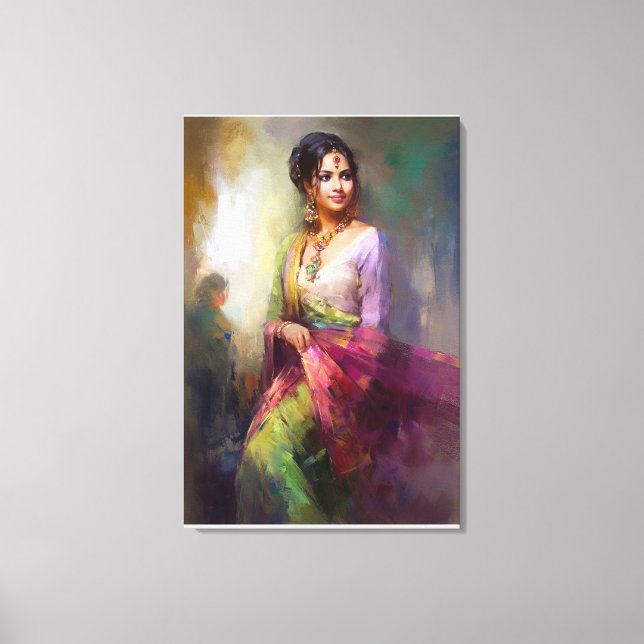 Toile Peinture Figurative Contemporaine Pour Fille Indie (Recto)