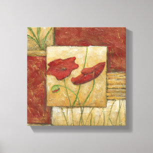Toile Peinture florale avec traits de pinceau visibles