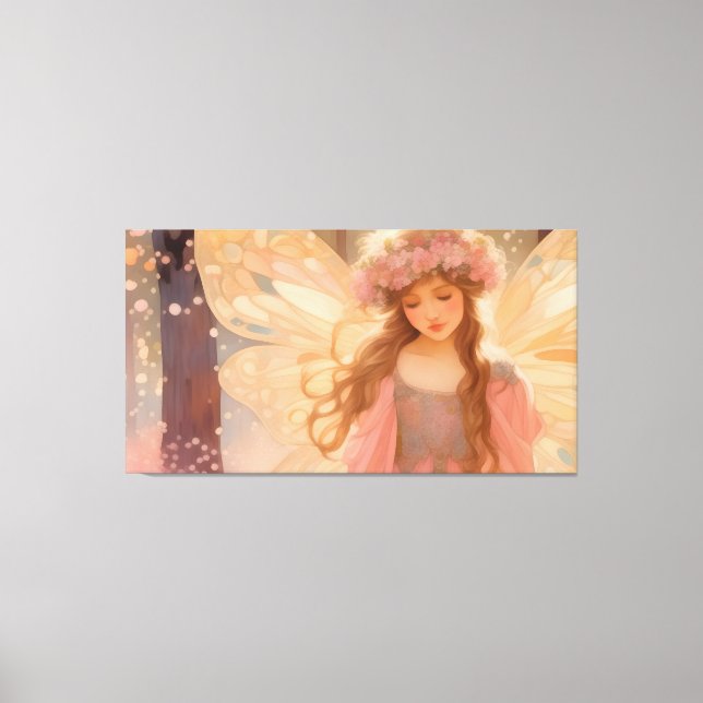 Toile Peinture Imaginaire Fée Rose Cute (Recto)