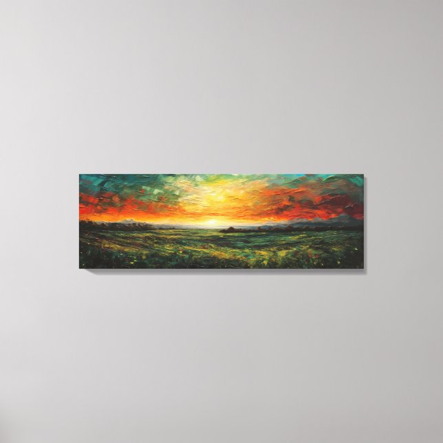 Toile Peinture impressionniste panoramique du coucher de (Recto)
