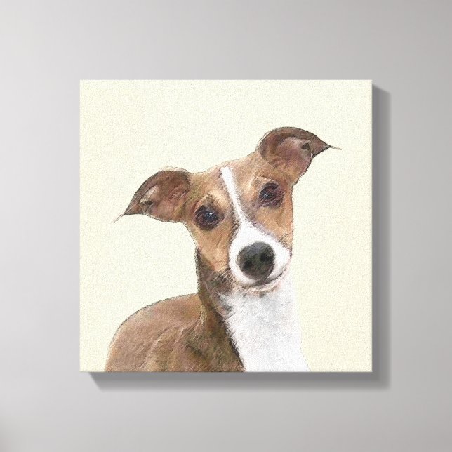 Toile Peinture italienne Greyhound - Cute Original Chien (Recto)