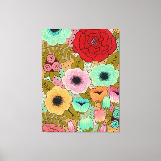 Toile Peinture Jardin Floral Pip Gerard (Recto)