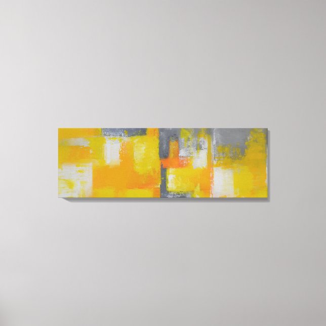 Toile peinture jaune gris blanc abstrait (Recto)