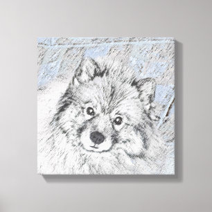Toile Peinture Keeshond Beth - Joli art original chien