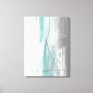 Toile Peinture minimaliste Aqua bleu et gris Abstrait
