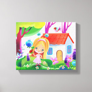 Toile Peinture moderne pour enfants, fille fée