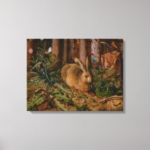 Toile Peinture naturelle de la forêt de lièvres Hoffmann