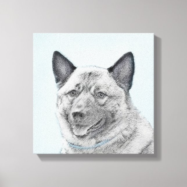 Toile Peinture norvégienne Elkhound - Art original Chien (Recto)