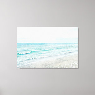 Toile Peinture Ocean Waves Aqua Aquarelle bleu clair