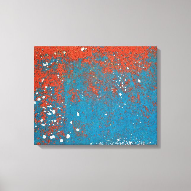 Toile Peinture orange et turquoise Abstraite (Recto)