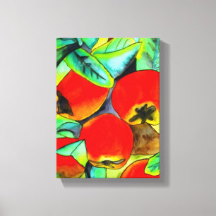 Toile Peinture originale aquarelle de pommes rouges