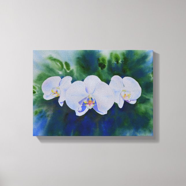 Toile Peinture romantique à l'aquarelle blanche orchidée (Recto)