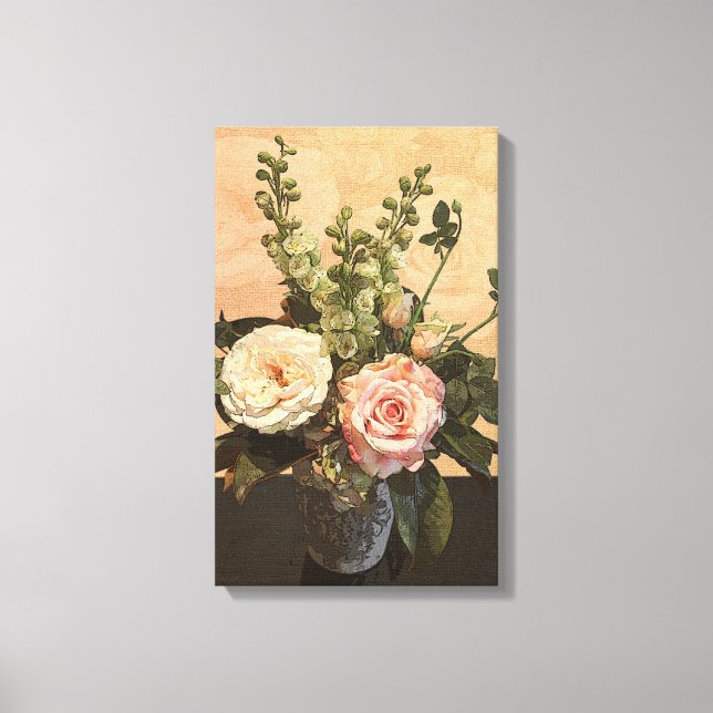 Toile Peinture Rose botanique (Recto)