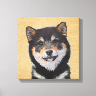 Toile Peinture Shiba Inu (Noir et Tan) - Art Chien