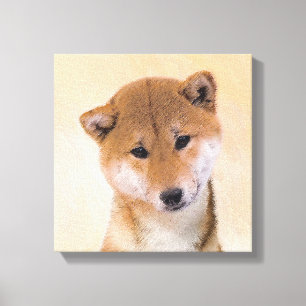 Toile Peinture Shiba Inu (Rouge) - Art Chien original