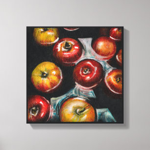 Toile Peinture sur pommes rouges   Pommes dans l'eau
