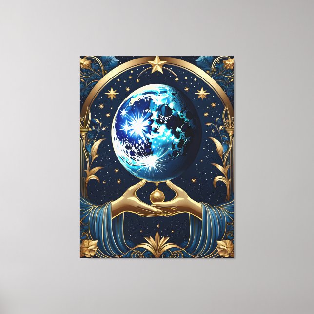 Toile peinture tarot arcane avec lune (Recto)