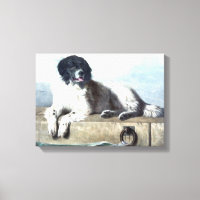 Peinture Vintage de chien de Terre-Neuve