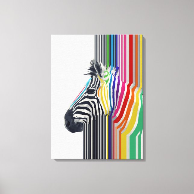 Toile Peinture Zèbre Colorée Grandes Vibrantes (Recto)