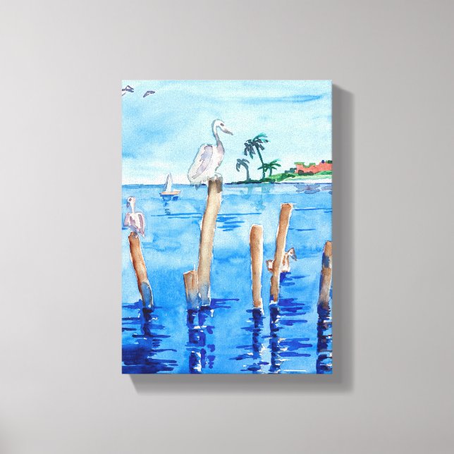 Toile Pélicans tropicaux (Recto)
