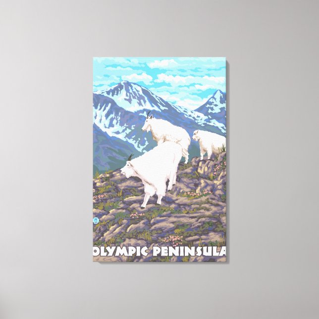 Toile Péninsule olympique, Washington Mountain Chèvres (Recto)