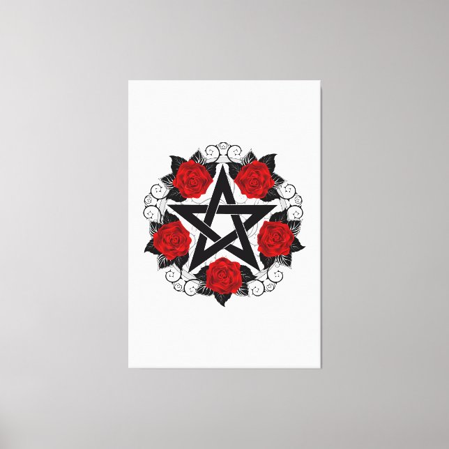 Toile Pentagramme aux roses rouges (Recto)