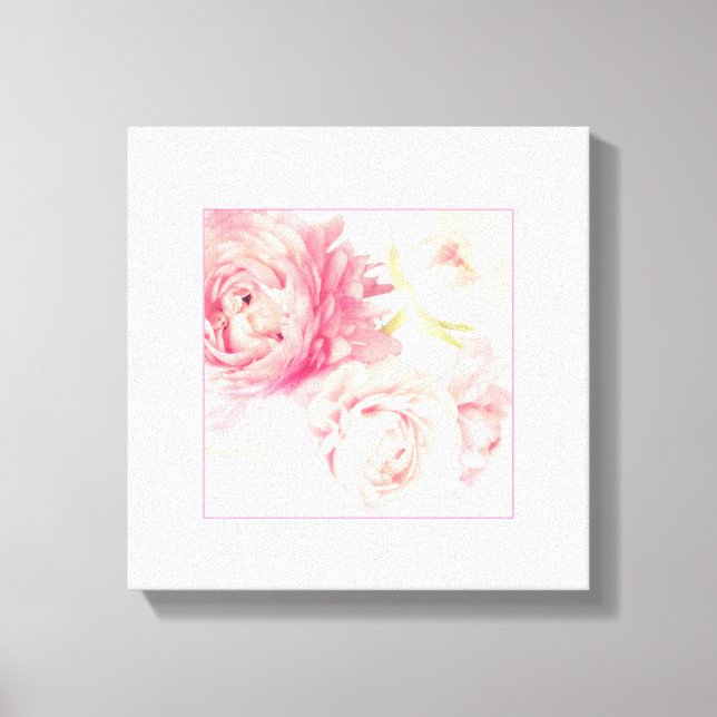 Toile Peonies roses Tissus Empilés Art Imprimer (Recto)