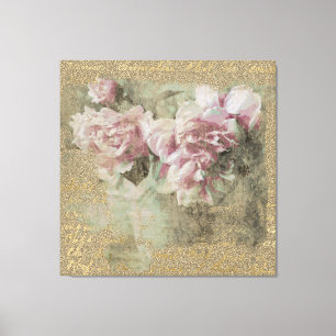 Toile ** Peony Floral écriture manuscrite Vintage Victor