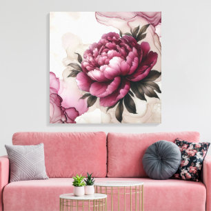 Toile Peony rose Abstrait