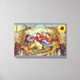 Toile Pépites d'or : Étiquette de cigare antique d'art d