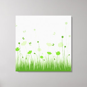 Toile Pépites vertes et blanches minimalistes prés flora
