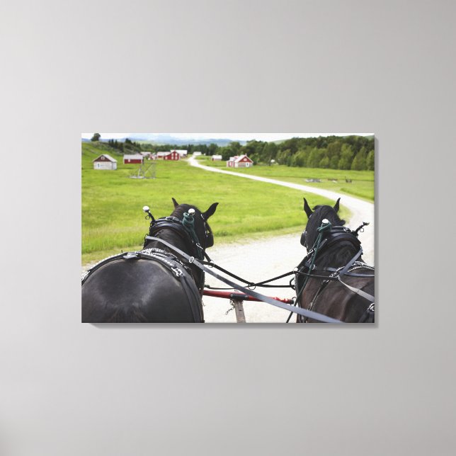 Toile Perchon chevaux tirant char contre historique (Recto)