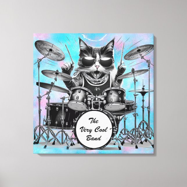 Toile *~ Percussionniste Cool Cat DRUMMER AP91 Personnal (Recto)
