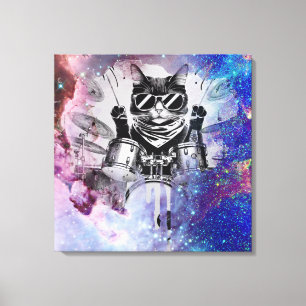 Toile *~ Percussionniste cosmique Cool Cat AP91 DRUMMER