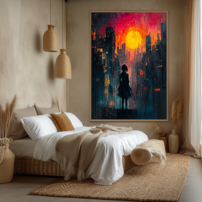 Toile Perdu dans la ville expressionniste contemporain U (Créateur téléchargé)