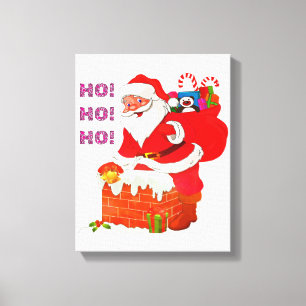 Toile PÈRE NOËL AVEC DES PRÉSENTS DE NOËL, OH ! Oh ! Oh