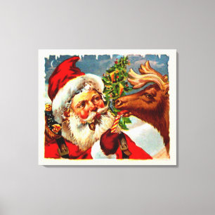 Toile Père Noël avec rennes