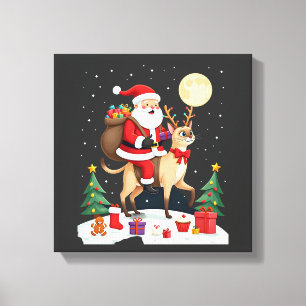 Toile Père Noël chevauchant un chat siamois d'arbre de N