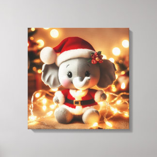 Toile Père Noël Elephant Plush avec lumières de vacances