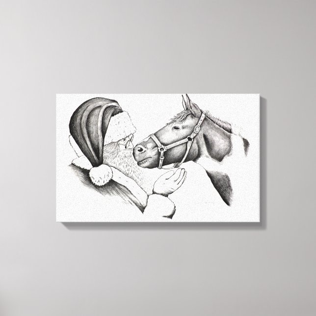 Toile Père Noël et Cheval de peinture de Noël (Recto)