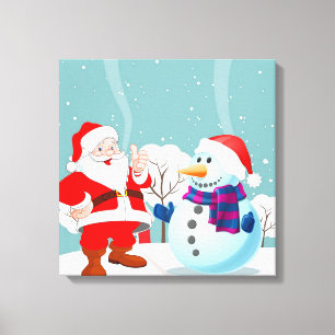 Toile Père Noël et Snowman