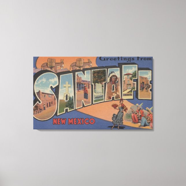Toile Père Noël Fe, Nouveau-Mexique - Grandes Lettres Sc (Recto)