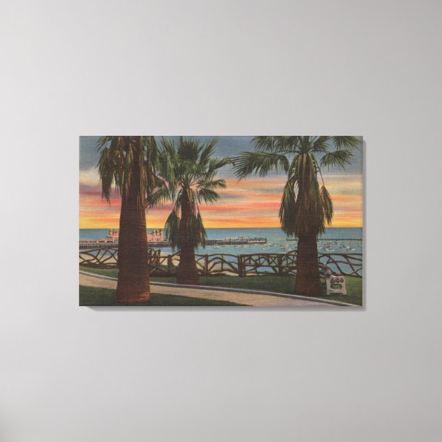 Toile Père Noël Monica, CA - Yacht Harbour et Sunset Vie (Recto)
