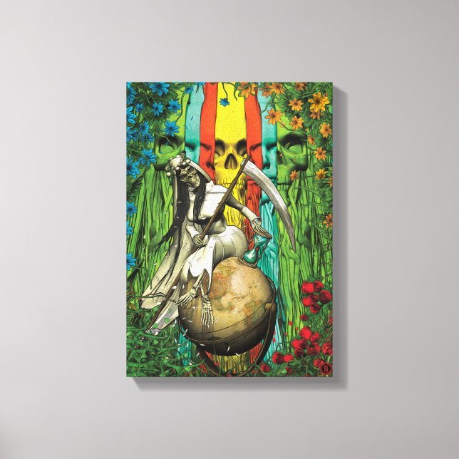 Toile Père Noël Muerte Tarot - Le Monde (Recto)