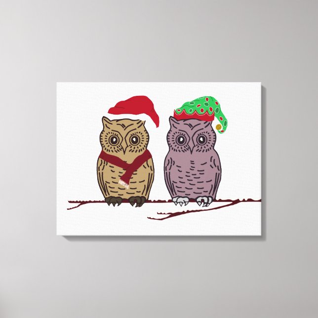 Toile Père Noël Owl et Elf Owl (Recto)