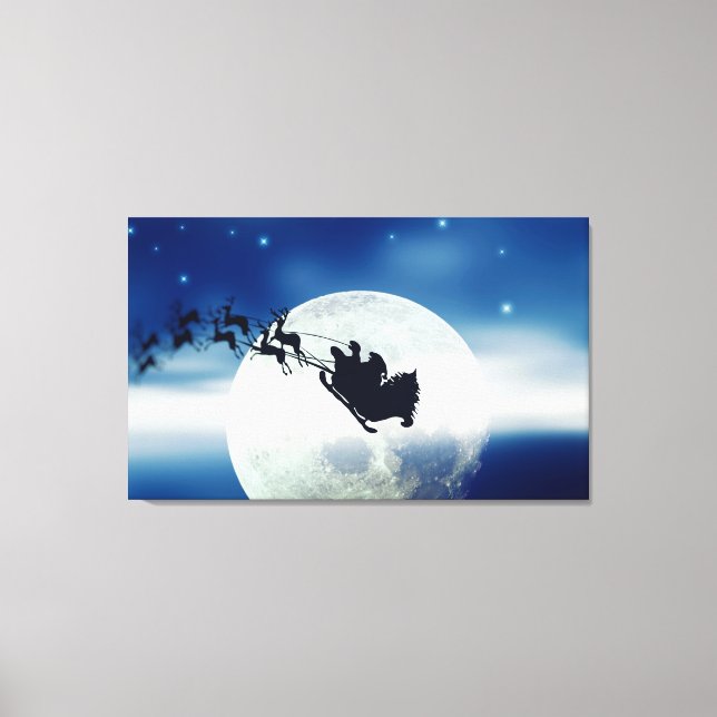 Toile Père Noël Silhouette Sur Le Mur De La Lune (Recto)