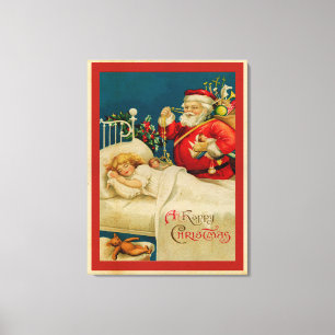 Toile Père Noël vintage et enfants