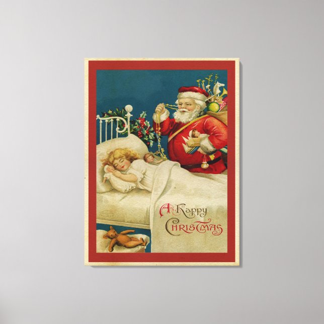 Toile Père Noël vintage et enfants (Recto)