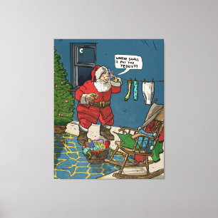 Toile Père Noël Visite Christmas Eve Retro Inspiré